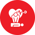 CPR icon with heart and heartbeat