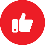 Positive approval symbol in circle